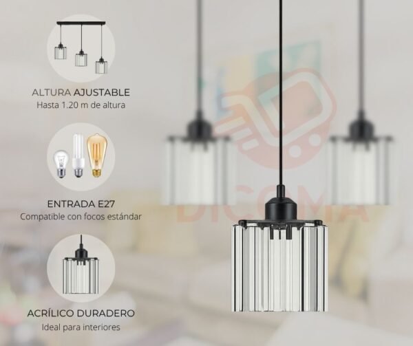 Lámpara Cristalina de 3 Candelabros