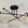 Lámpara tipo Sputnik 6 Focos Negro con Dorado
