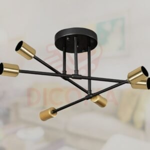 Lámpara tipo Sputnik 6 Focos Negro con Dorado