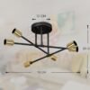Lámpara tipo Sputnik 6 Focos Negro con Dorado
