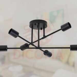 Lámpara tipo Sputnik 6 Focos Negra