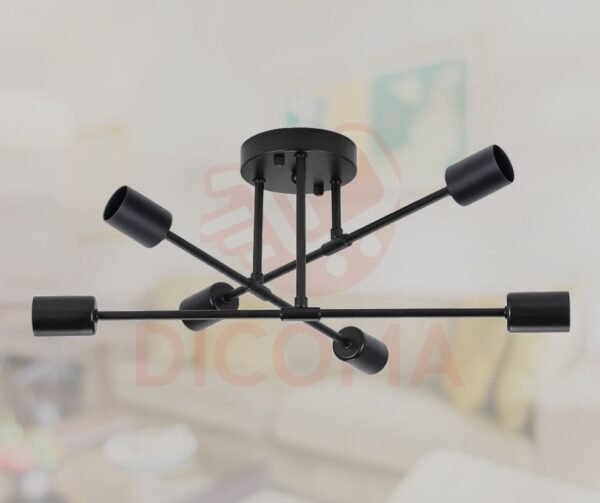 Lámpara tipo Sputnik 6 Focos Negra