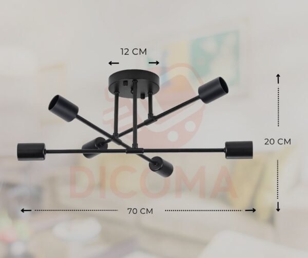 Lámpara tipo Sputnik 6 Focos Negra
