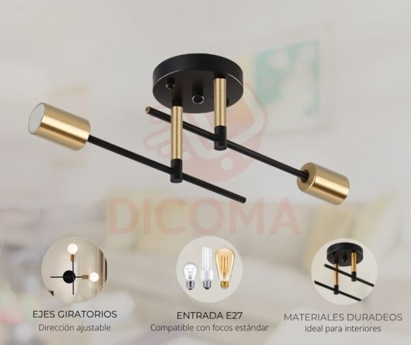 Lámpara de Techo Industrial con 2 Focos Ajustables